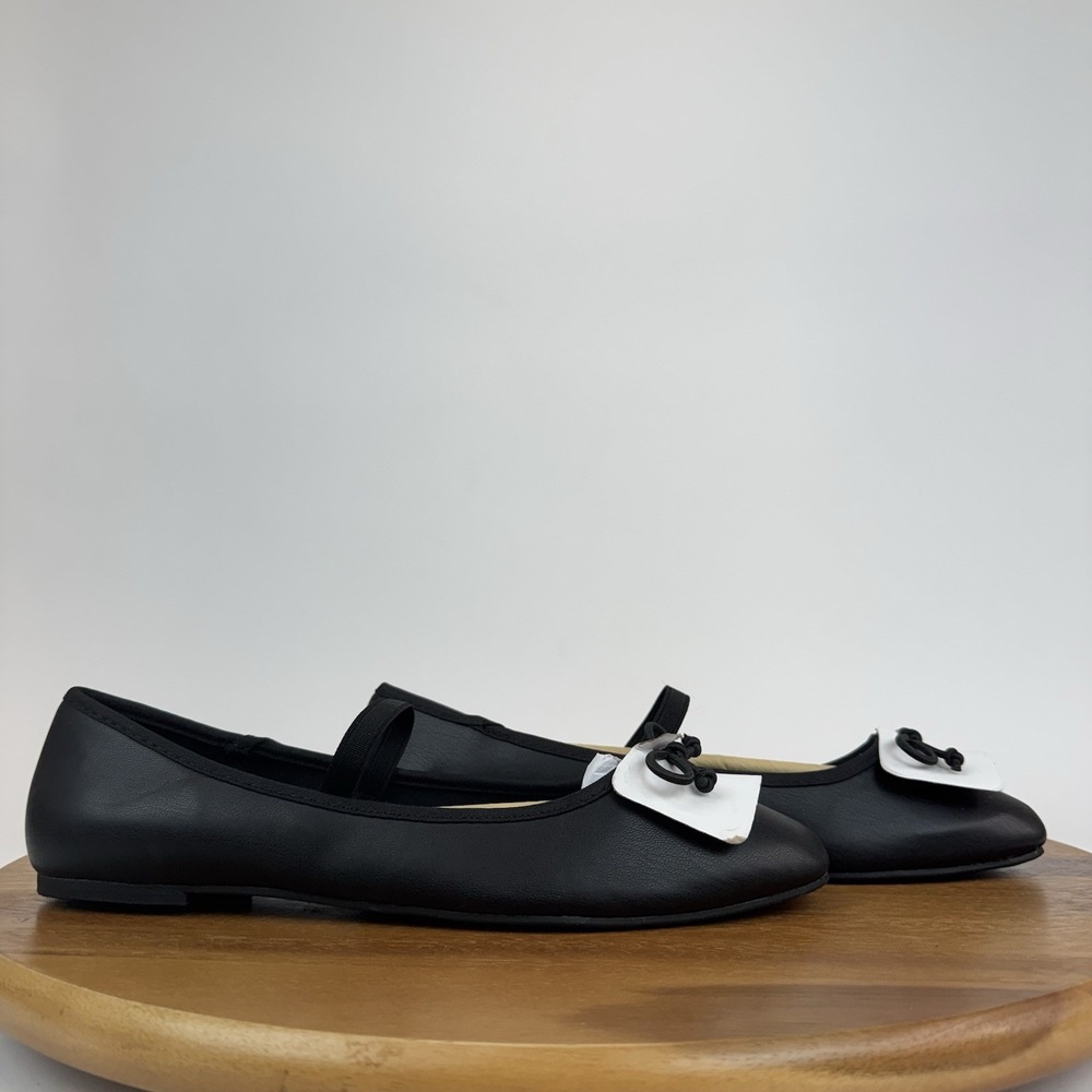 New Womens Reaction Kenneth Cole Myra Black‎ Faux Leather Ballet Flats Size 9 M